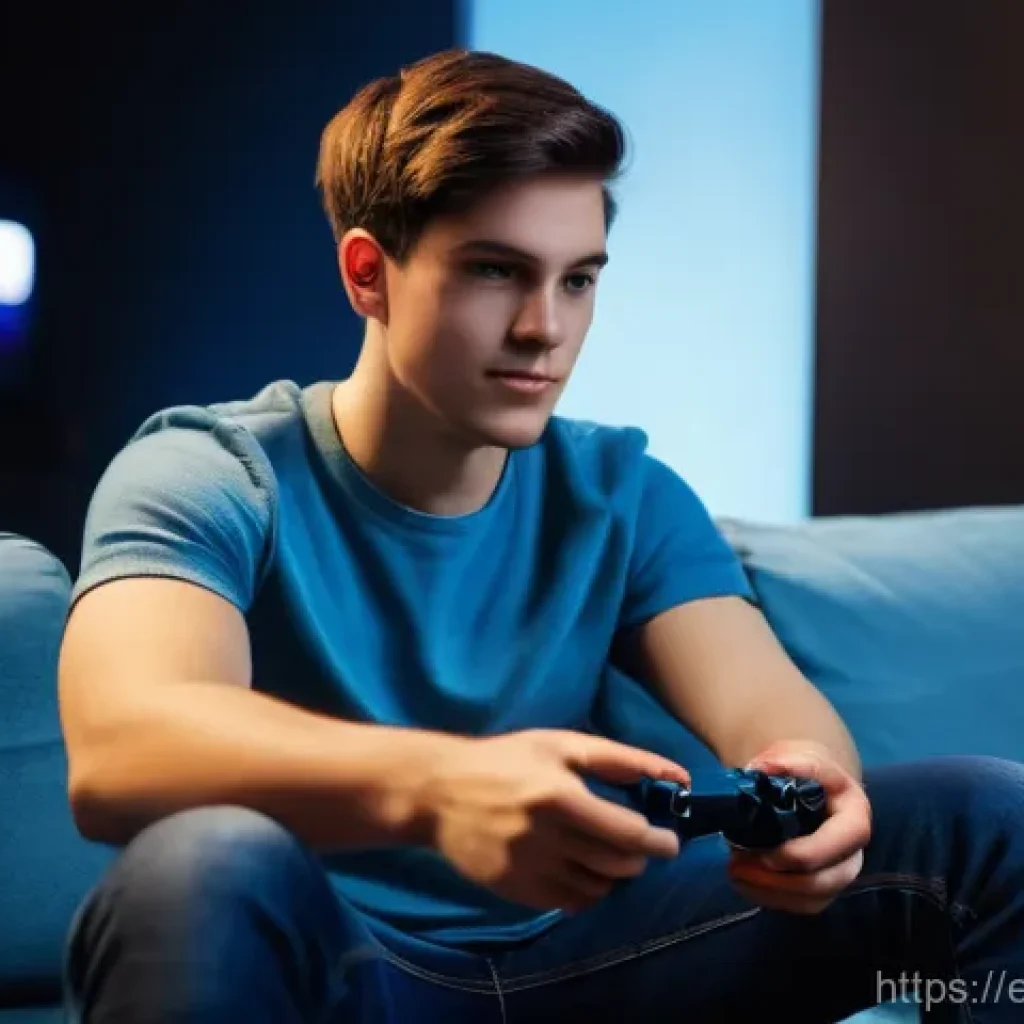 햅틱 인터페이스의 원리 및 기술적 기초 - **Prompt: Immersive Gaming with Haptic Feedback**
    "A dynamic, medium shot of a young adult, poss...