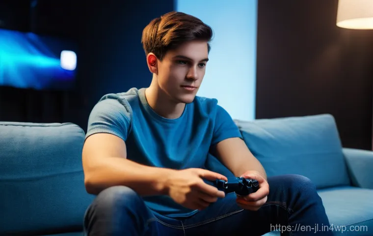 햅틱 인터페이스의 원리 및 기술적 기초 - **Prompt: Immersive Gaming with Haptic Feedback**
"A dynamic, medium shot of a young adult, poss...