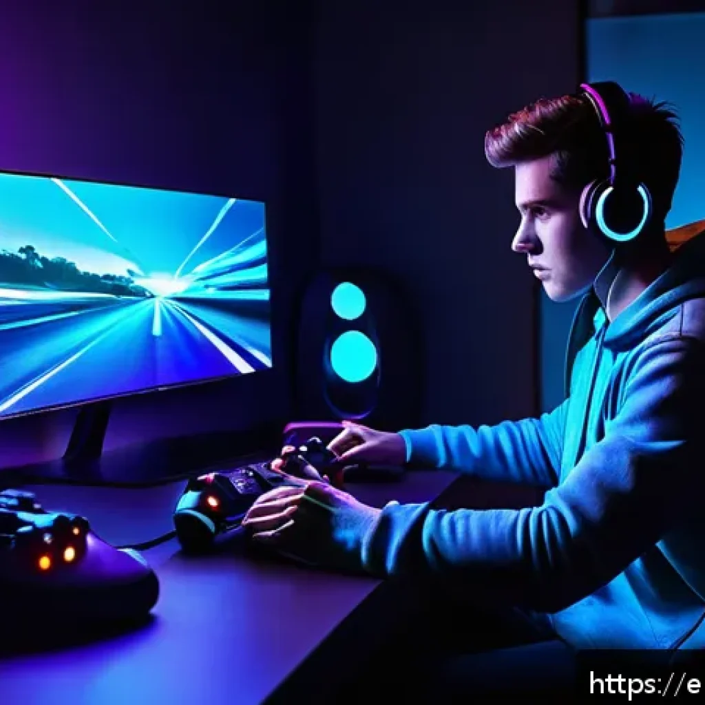 햅틱 피드백을 활용한 게임 디자인 전략 - A futuristic gaming setup featuring a sleek wireless controller with advanced linear resonant actuat...