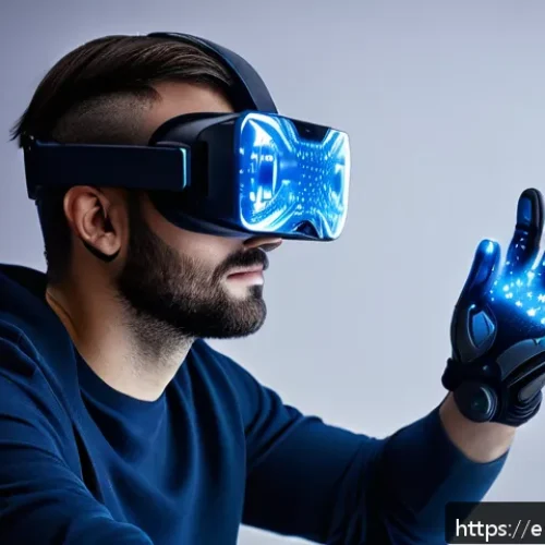 Home 30 햅틱 인터페이스의 기술적 도전 과제 - A futuristic high-tech glove designed for advanced haptic feedback, featuring flexible electroactive...
